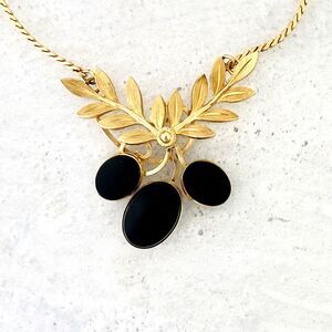Van Dell Black Onyx Berry Cluster Gold Filled Necklace 16 In Signed 1/20 12k